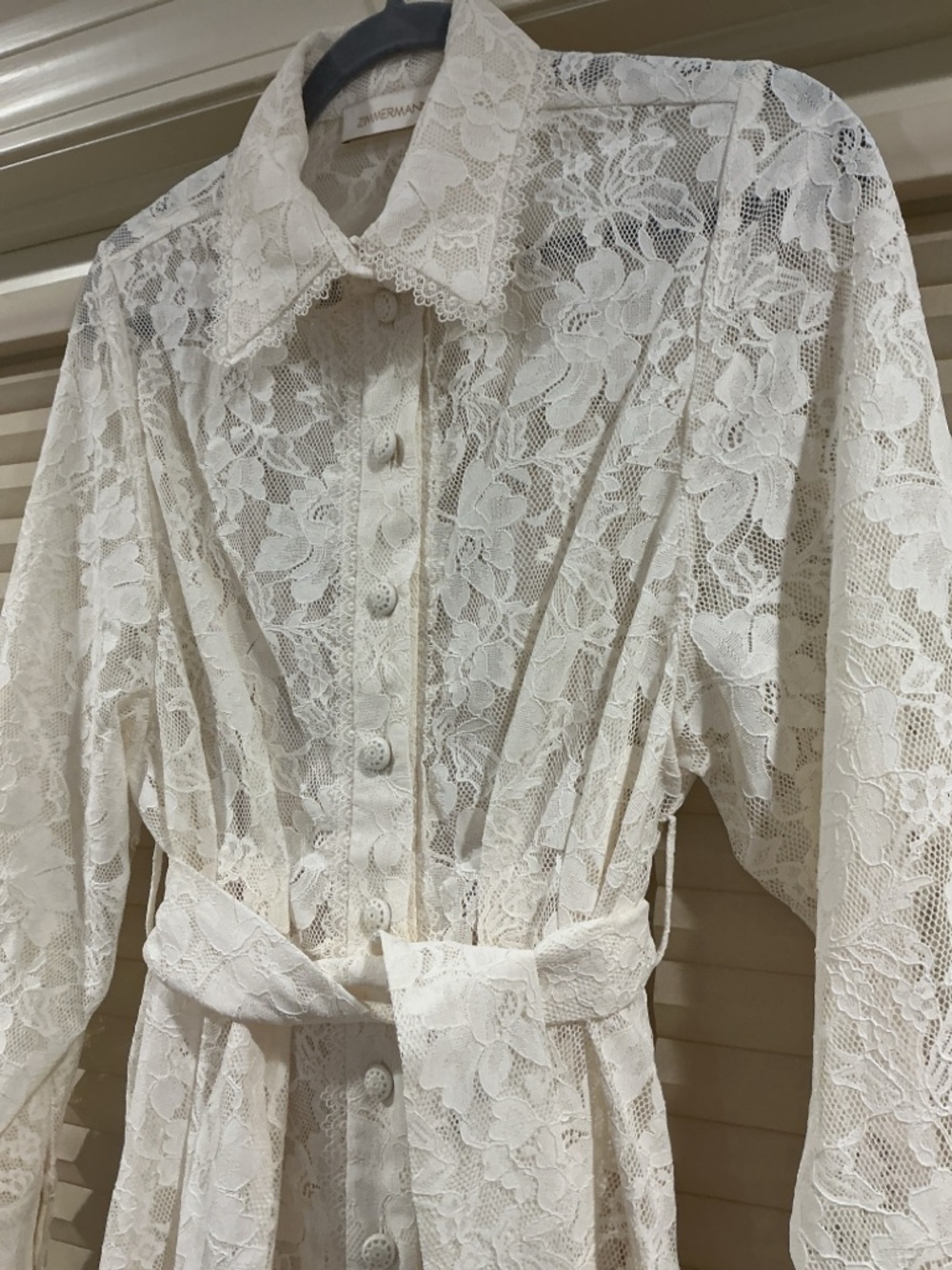 NWOT Zimmermann Cream Floral Lace Buttoned Midi Dress, Size AU 2 = M - Picture 3 of 10